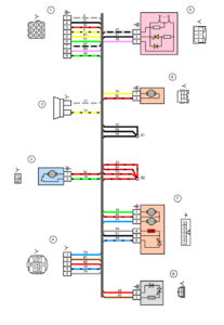 Схема электрических соединений жгута проводов дополнительного заднего правого (передней правой двери) ВАЗ 2170 (Приора).