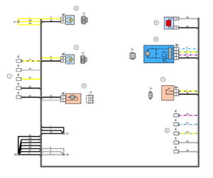 Схема электрических соединений жгута проводов заднего дополнительного (двери задка) ВАЗ 2170 (Приора).