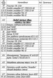 Перечень элементов изображённых на схемах автобуса ЛиАЗ-529222.