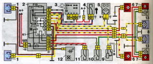 Схема включения наружного освещения автомобилей семейства ВАЗ-2110.