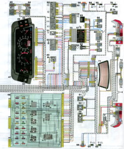 Схема электрооборудования автомобиля ВАЗ-21102 с системой распределённого впрыска топлива (контроллер «Январь-4»).