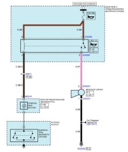 Электрическая принципиальная схема звукового сигнала автомобиля Kia Rio