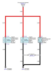Электрическая принципиальная схема стоп-сигналов автомобиля Kia Rio