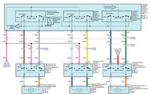 Электрическая принципиальная схема системы электропривода стеклоподъёмника автомобиля Kia Rio