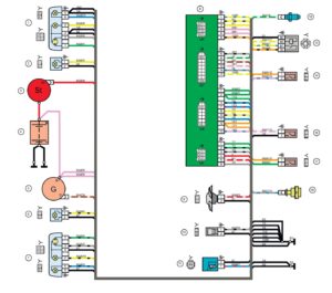 Схема электрических соединений жгута проводов переднего 21154 - 3724010-40 (Лада Самара).