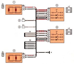 Схема электрических соединений жгута проводов обогрева сидений автомобилей Лада 2114, 2115.