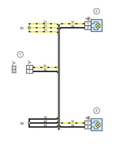 Схема электрических соединений жгута проводов фонарей освещения номерного знака Лада Гранта