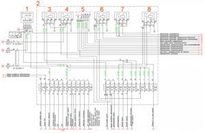 Схема электрическая принципиальная предохранителей и реле в салоне, выключателя приборов и стартера ГАЗель Next 4.6т.