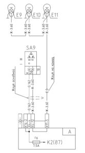 Схема подключения сигнала автопоезда МАЗ-5440E9, 5340E9, 6310E9, 6430E9 с двигателем Mercedes OM501LAV/4 (Евро-5).