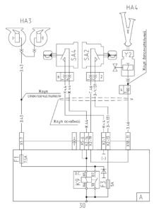 Схема подключения звуковых сигналов МАЗ-5440E9, 5340E9, 6310E9, 6430E9 с двигателем Mercedes OM501LAV/4 (Евро-5).