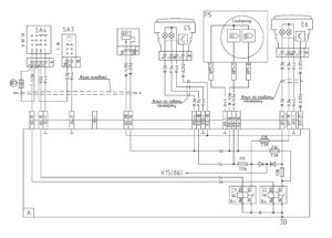 Схема подключения ближнего и дальнего света блок-фары МАЗ-5440E9, 5340E9, 6310E9, 6430E9 с двигателем Mercedes OM501LAV/4 (Евро-5).