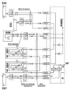 Схема подключения плафонов освещения МАЗ 5340M4, 5550M4, 6312М4 (Mercedes, Евро-6).