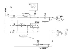 Схема системы управления отбором мощности МАЗ 5340M4, 5550M4, 6312М4 (Mercedes, Евро-6).