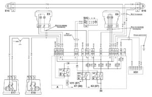 Схема управления габаритными и дневными ходовыми огнями МАЗ 5340M4, 5550M4, 6312М4 (Mercedes, Евро-6).