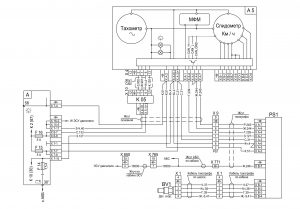 Схема подключения системы цифрового тахографа, тахометра и датчика нейтрали 631228-3700001 ЭЗ автомобилей МАЗ семейства 6430.