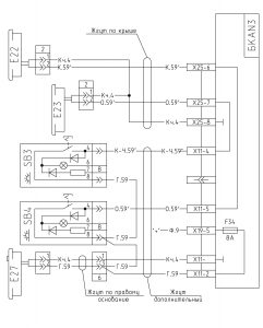 Схема подключения плафонов освещения МАЗ-6430, двигатели ЯМЗ, MAN, Евро-1, 2, 3, БКА-3, 643008-3700001 И.