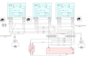Схема подключения электростеклоподъёмников МАЗ-6312В9.