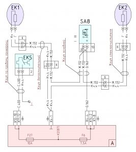 Схема подключения нагревателей зеркал и осушителя воздуха МАЗ-6312В9.
