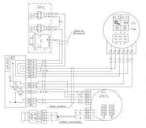 Схема системы тахографа и тахометра МАЗ-6430, двигатели ЯМЗ, MAN, Евро-1, 2, 3, БКА-3, 643008-3700001 И.