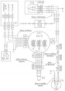 Схема подключения спидометра и включения блокировки демультипликатора на КПП ЯМЗ-238М, 239, МАЗ-65151, МАЗ-642205 (2008 год).