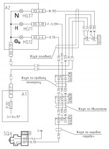 Схема включения контрольных ламп делителя КПП на коробках ЯМЗ-238М, МЗКТ 65151, МАЗ-642205 (2008 год).