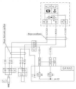 Схема подключения датчиков уровня МАЗ 643069 с блоком коммутации БКА-3 и двигателем MAN.