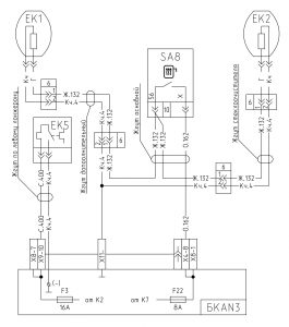 Схема подключения нагревателей зеркал и осушителя воздуха МАЗ 643069 с блоком коммутации БКА-3.