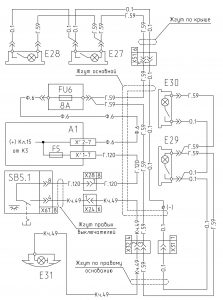 Схема включения плафонов освещения салона, спального места и плафона освещения двигателя МАЗ-551605 (2008 год).