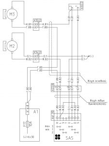 Схема включения электродвигателей вентилятора отопителя МАЗ-630305.