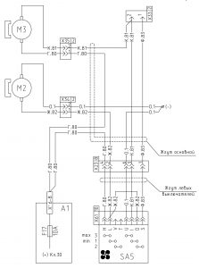 Схема включения электродвигателей вентилятора отопителя МАЗ-533605 (2008 год).