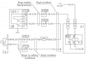 Схема звуковой сигнализации открытия двери МАЗ-533605 (2008 год).