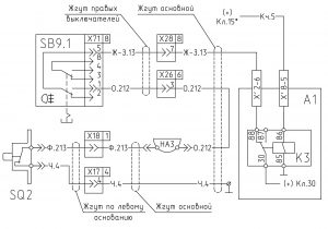 Схема звуковой сигнализации открытия двери МАЗ-543205 (2008 год).