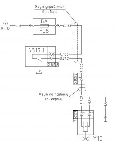 Схема управления разгрузкой платформы на автомобилях с 3-х сторонней разгрузкой МАЗ-555102.