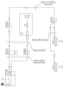 Схема включения фар освещения погрузки на автомобилях-сортиментовозах МАЗ-630305.