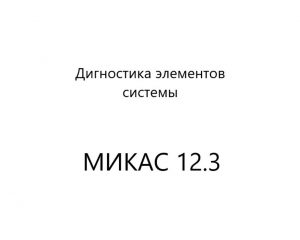 Диагностика элементов системы МИКАС 12.3.