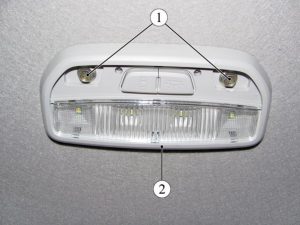 Плафон освещения мест заднего ряда сидений – снятие/установка LADA VESTA – снятие/установка узлов электрооборудования.