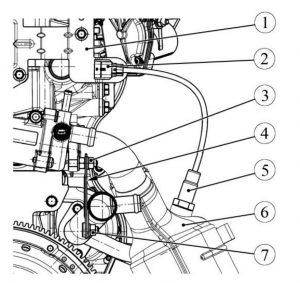 Установить трубу приемную глушителя с нейтрализатором в сборе. Двигатель ВАЗ‐21179 – сборка.
