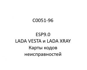 C0051-96. Карты кодов неисправностей ESP9.0 LADA VESTA и LADA XRAY.
