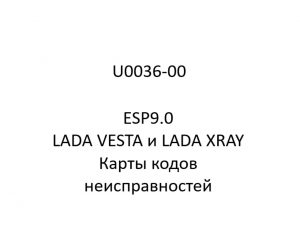 U0036-00. Карты кодов неисправностей ESP9.0 LADA VESTA и LADA XRAY.