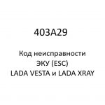 403A29. Код неисправности и параметры проведения диагностики ЭКУ (ESC) LADA VESTA и LADA XRAY.