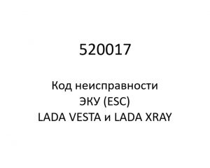520017. Код неисправности и параметры проведения диагностики ЭКУ (ESC) LADA VESTA и LADA XRAY.