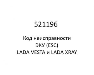 521196. Код неисправности и параметры проведения диагностики ЭКУ (ESC) LADA VESTA и LADA XRAY.