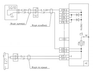 Схема подключения плафона освещения МАЗ-4371P2 ММЗ Е4.