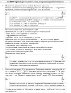 Р1558 – диагностическая карта кода неисправности ЭСУД ЕВРО-4 МЕ17.9.7 LADA PRIORA, LADA KALINA, LADA 4×4.