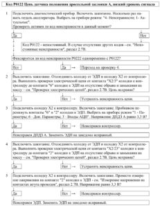 Р0122 – диагностическая карта кода неисправности ЭСУД ЕВРО-4 МЕ17.9.7 LADA PRIORA, LADA KALINA, LADA 4×4.