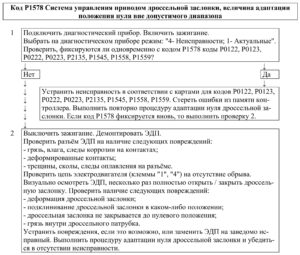 Р1578 – диагностическая карта кода неисправности ЭСУД ЕВРО-4 МЕ17.9.7 LADA PRIORA, LADA KALINA, LADA 4×4.